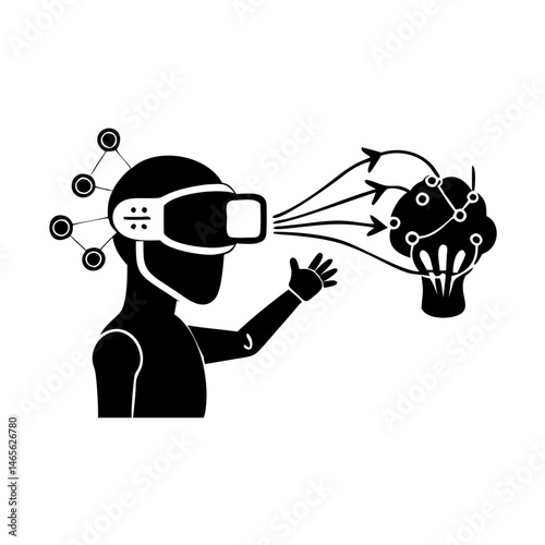 virtual reality with ai icon, virtual reality with ai silhouette vector illustration-simple silhouette illustration of virtual reality with ai,virtual reality with ai vector