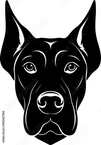  great dane head simple black silhouette, Black silhouette vector icon, silhouette illustration, Animal silhouette
