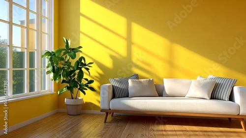 Contemporary Living Room. Scandinavian Interior Design Background. .