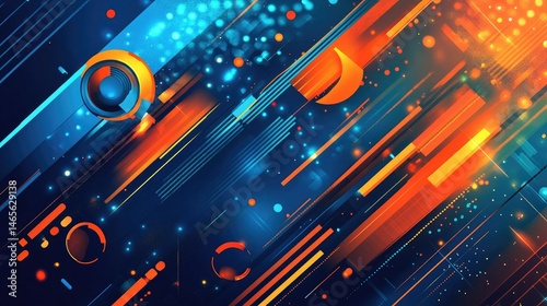 Dynamic abstract design with vibrant colors and lines.