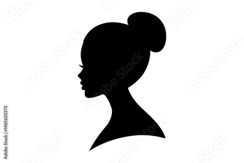 Woman silhouette with hair bun beauty fashion art