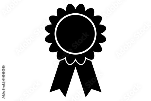 Black award rosette ribbon achievement silhouette
