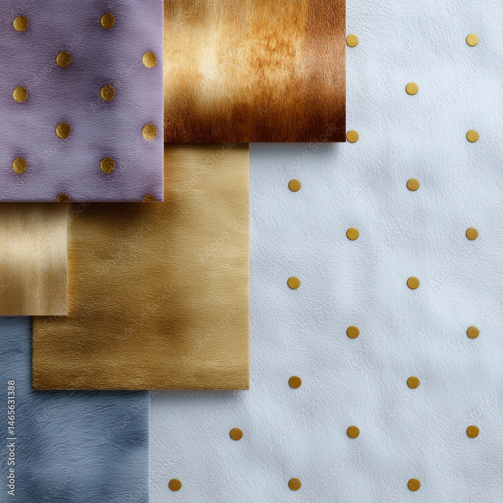 A collection of four different colored leather pieces
