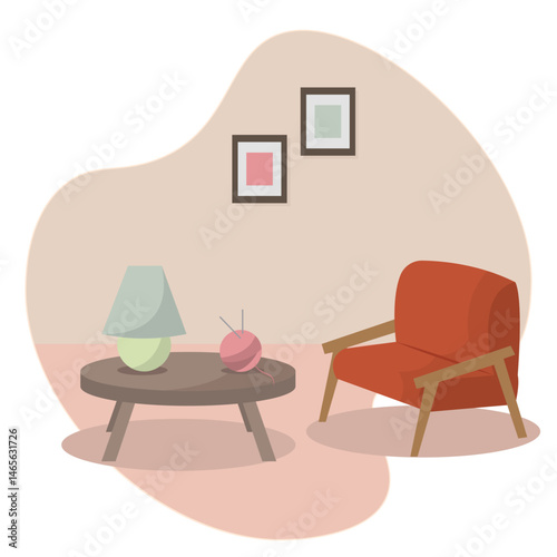 Isolated living room hygge illustation