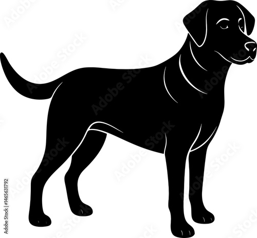 labrador retriever simple black silhouette, Black silhouette vector icon, silhouette illustration, Animal silhouette