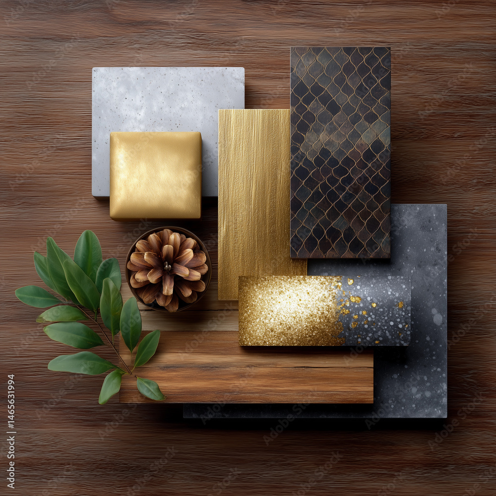 A variety of materials, including wood, metal, and stone
