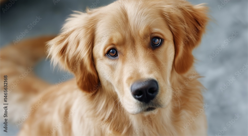 Friendly Golden Retriever Gazing Curiously Indoors During a Sunny Afternoon
