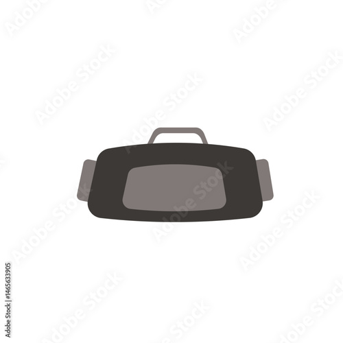 Black sports duffel bag icon. Vector