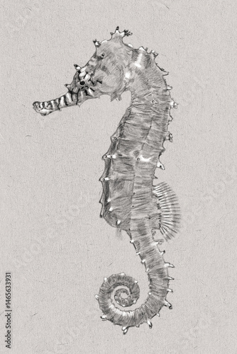 Sea Horse, Sea Animal Art- Handmade drawing 1