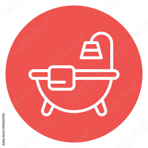 Minimalist Line Art Bathtub Circle Icon