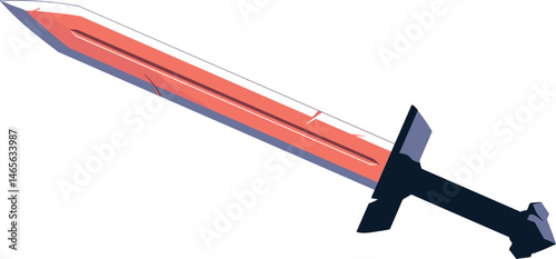 Isometric vector sword icon isolated on white