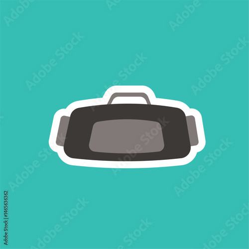 Black sports duffel bag icon. Vector