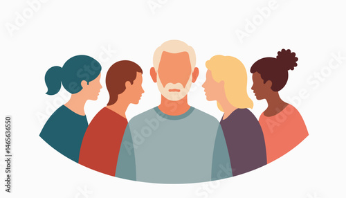 Elderly man sharing emotions in support group, connection and guidance