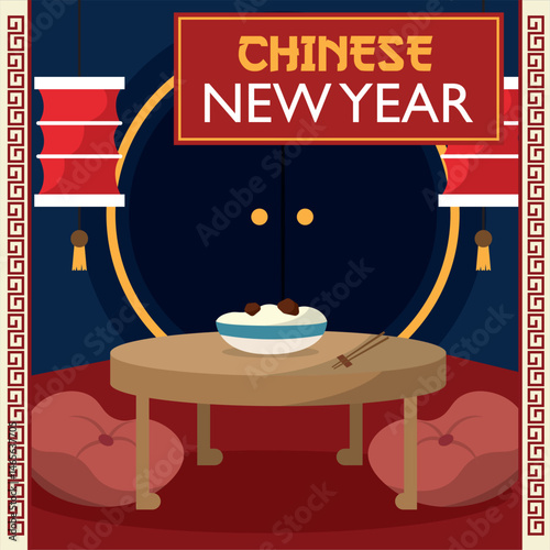 Chinese new year table setup. Vector