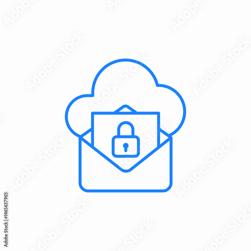 cloud email lock icon sign vector