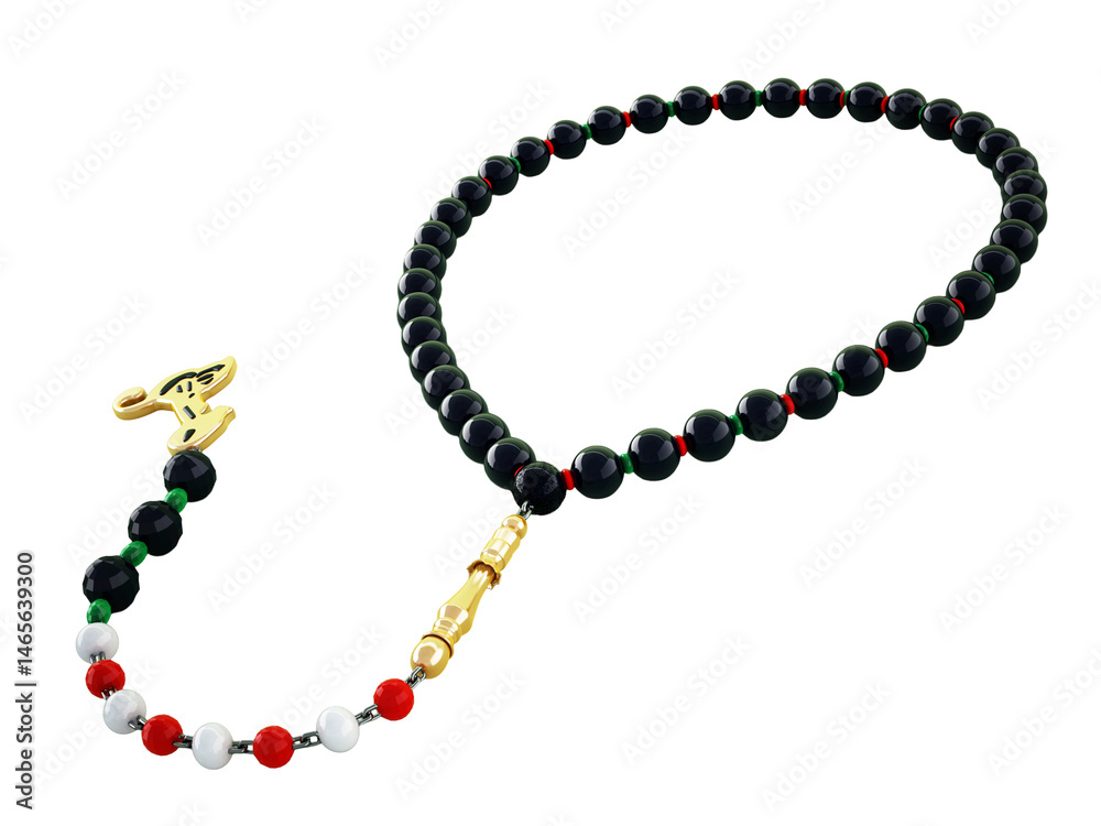 Obraz premium Praying beads on transparent background. 3D illustration