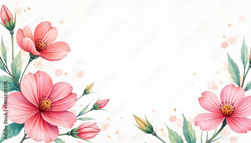 Fototapeta premium Delicate watercolor floral pattern on soft white background, blue, yellow, seamless