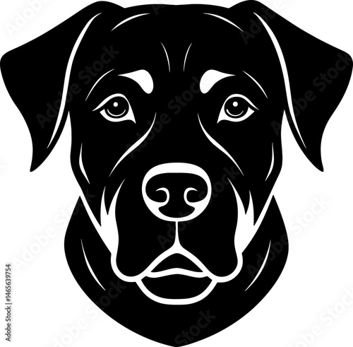 rottweiler head simple black silhouette, Black silhouette vector icon, silhouette illustration, Animal silhouette