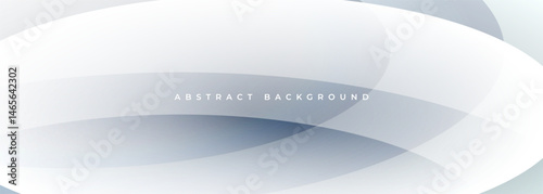 White and soft grey modern abstract background with gray curves and wave shapes. Vector illustration wide banner