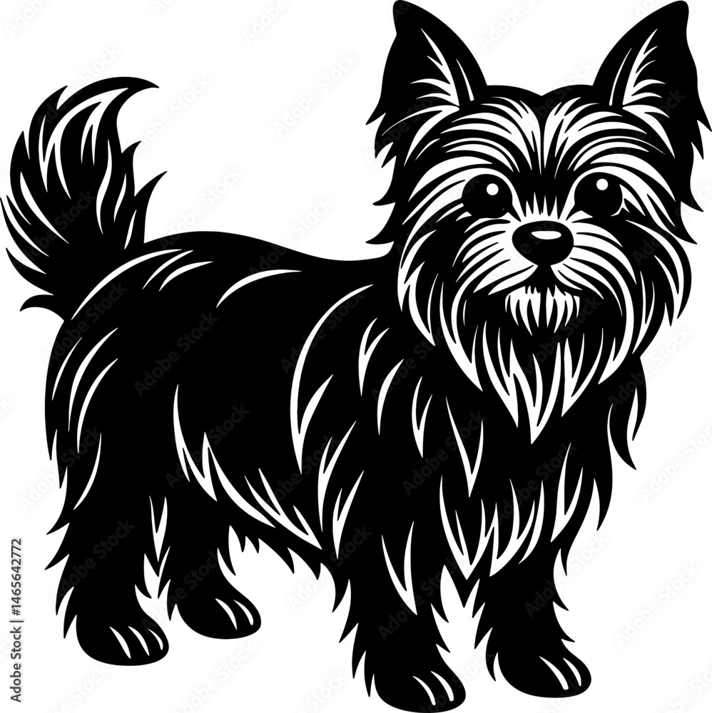 Fototapeta premium yorkshire terrier simple black silhouette, Black silhouette vector icon, silhouette illustration, Animal silhouette