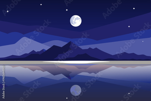 night landscape with moon