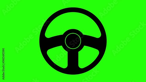 Car Steering Wheel Back and Forth Rotation Icon on Green Background