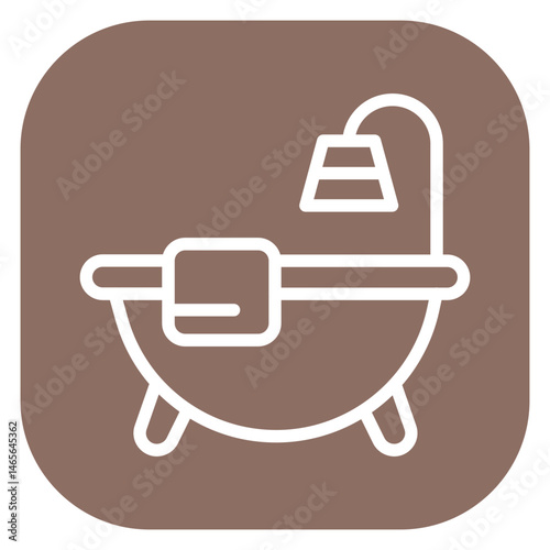 Minimalist Line Art Bathtub Rounded Square Icon