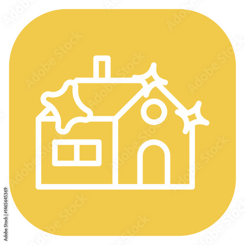 Minimalist Line Art Clean House Rounded Square Icon