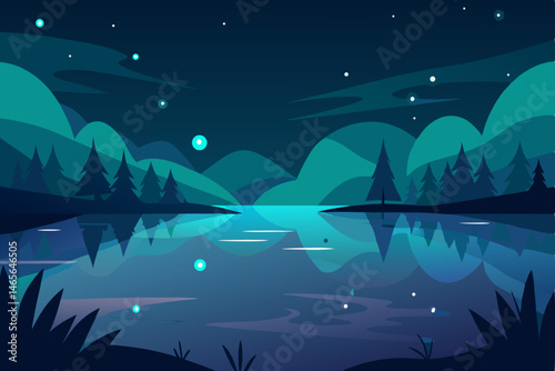 night landscape with mountains