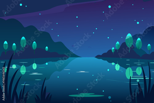 night landscape with moon