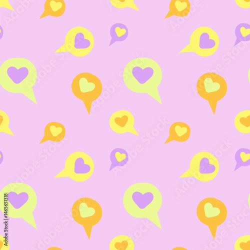 Vector pattern of hearts, social media likes in cartoon doodle style. Seamless pattern with hearts for valentine's day.