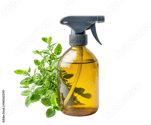 Using herbal spray for gardening product nature isolated on transparent background photo