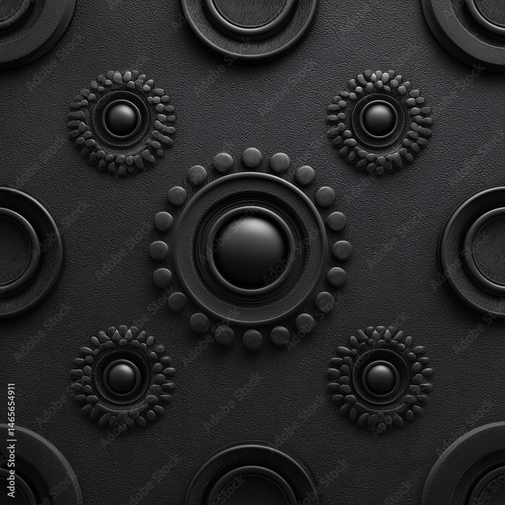 A black and white image of a pattern of circles and dots