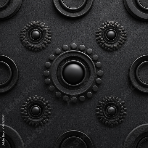 Obraz na płótnie A black and white image of a pattern of circles and dots w salonie