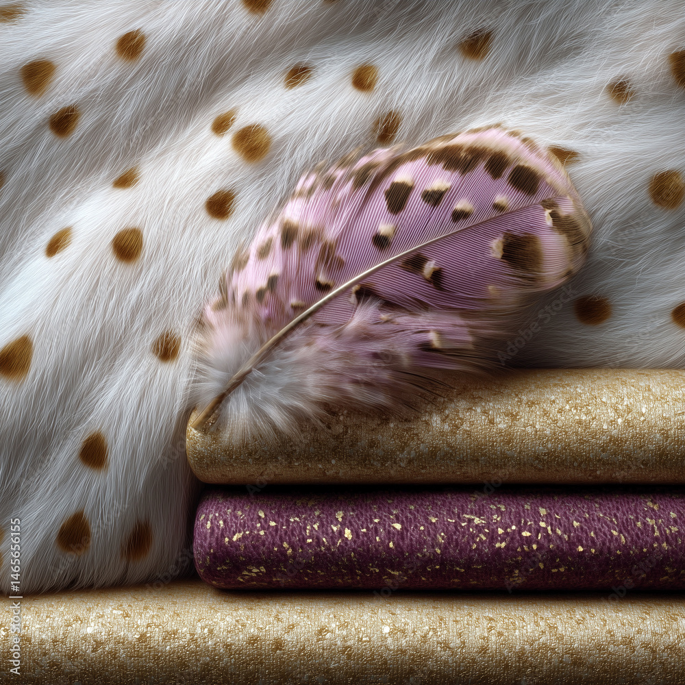 A feather is on top of a pile of fabric