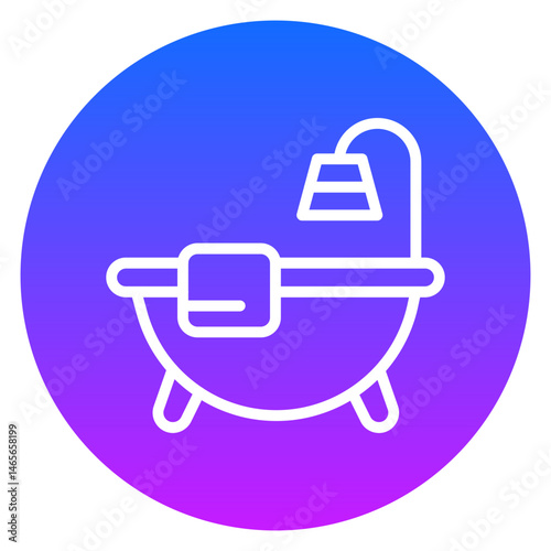 Minimalist Line Art Bathtub Gradient Circle Icon