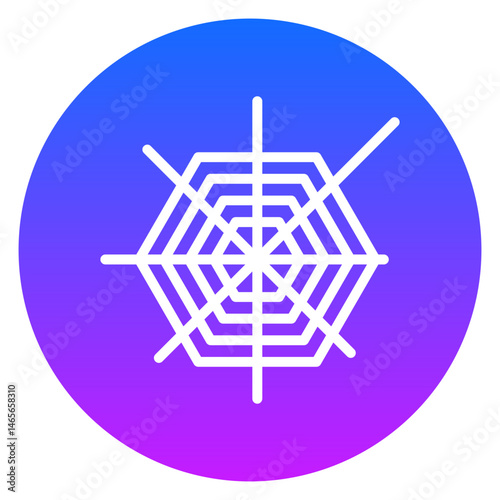 Minimalist Line Art Spider Web Gradient Circle Icon