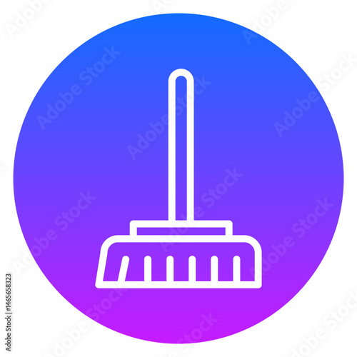 Minimalist Line Art Cleaning Brush Gradient Circle Icon