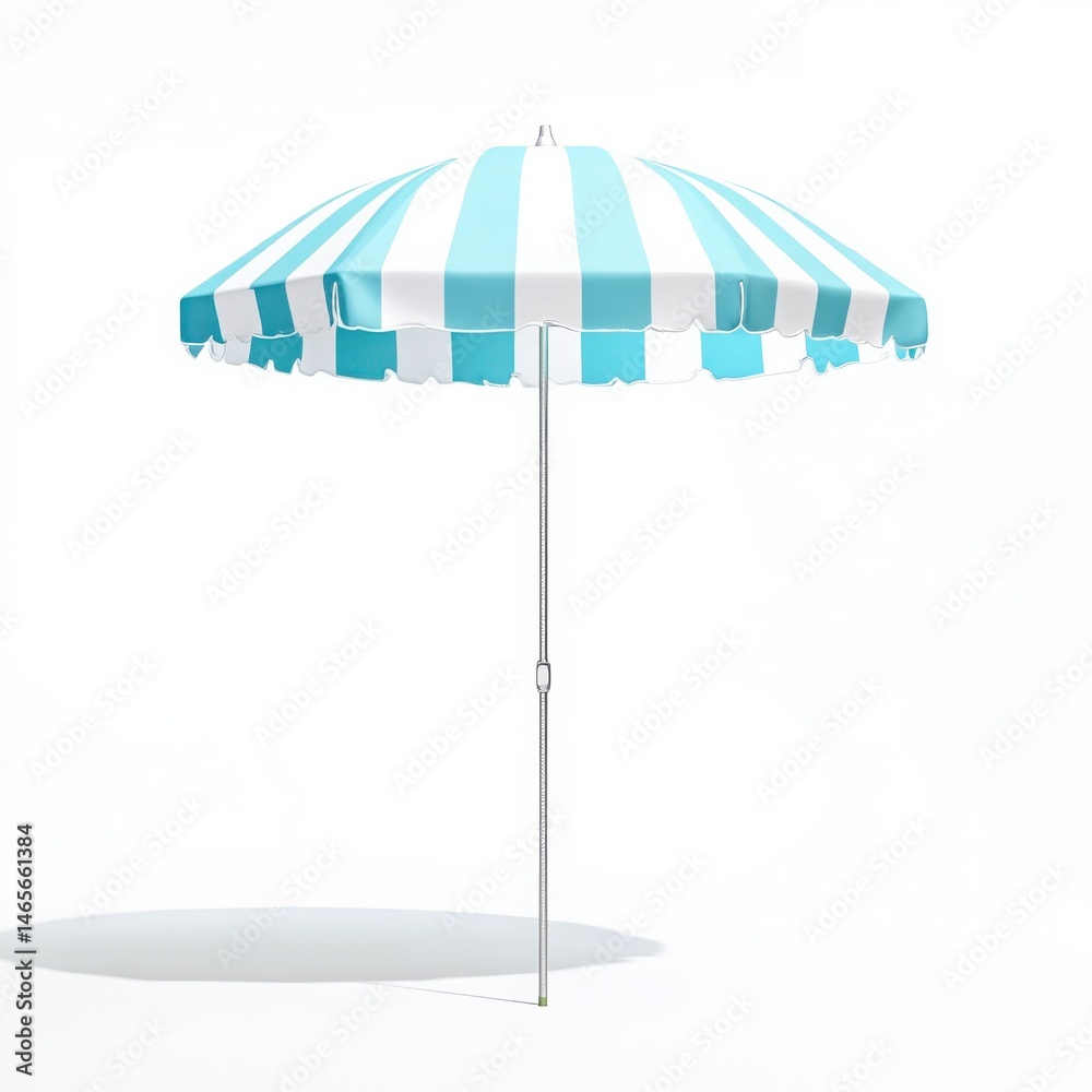 Fototapeta premium Striped beach umbrella isolated on white background