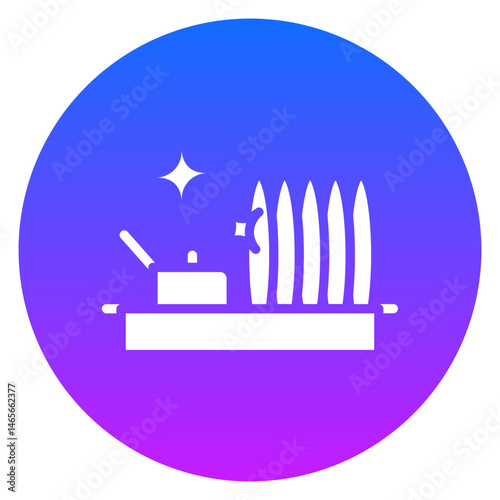 Bold Glyph Clean Dishes Gradient Circle Icon