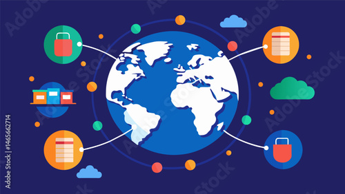 A constantly shifting map depicting the pulsating flow of data around the globe.. Vector illustration