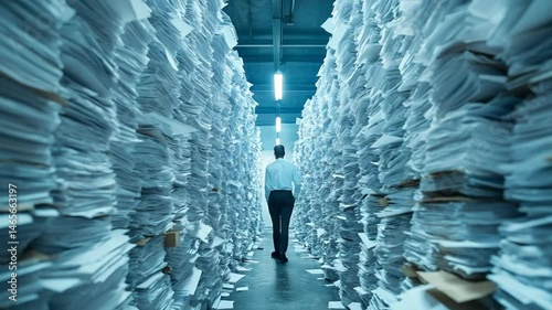Navigating the Paper Mountain: An Abstract Representation of Overwhelming Bureaucracy