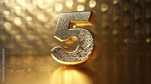 Elegant golden number 5 a symbol of opulence and refinement