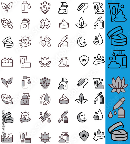 Skin Care Icon Set. Vector illustration. Easily changes to any color.