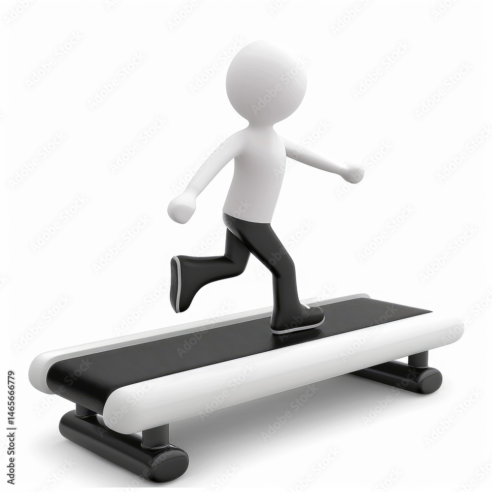Active figure strides on a treadmill. Active figure strides on a treadmill.