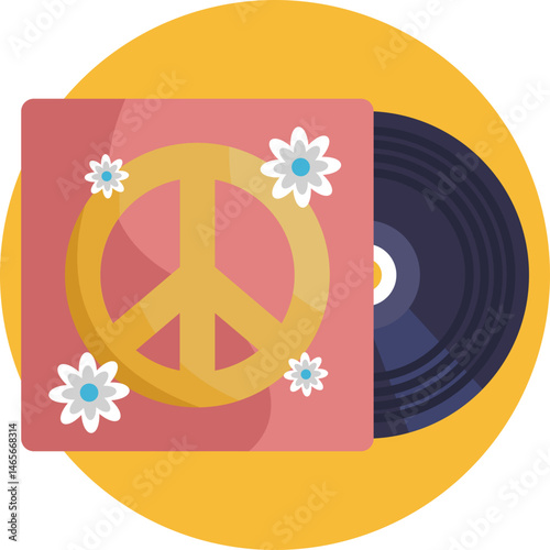 Vinyl record image highlighting the hippie movement’s connection to psychedelic and folk rock.
