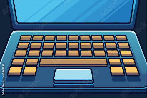 Detailed vector illustration of a modern laptop keyboard showcasing vibrant keys in a sleek design with a focus on the unique color variation enhancing the visual appeal
