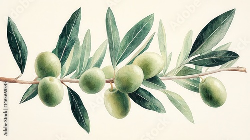 Fresh olive branch with vibrant leaves a taste of mediterranean purity
