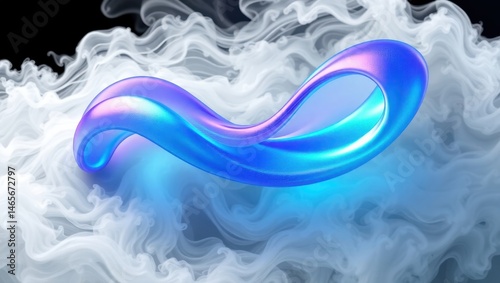 Futuristic Fluid Loop with Abstract Smoke Background