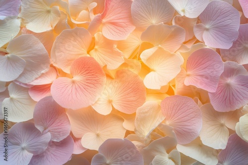 Delicate pastel flower petals in soft, glowing light.